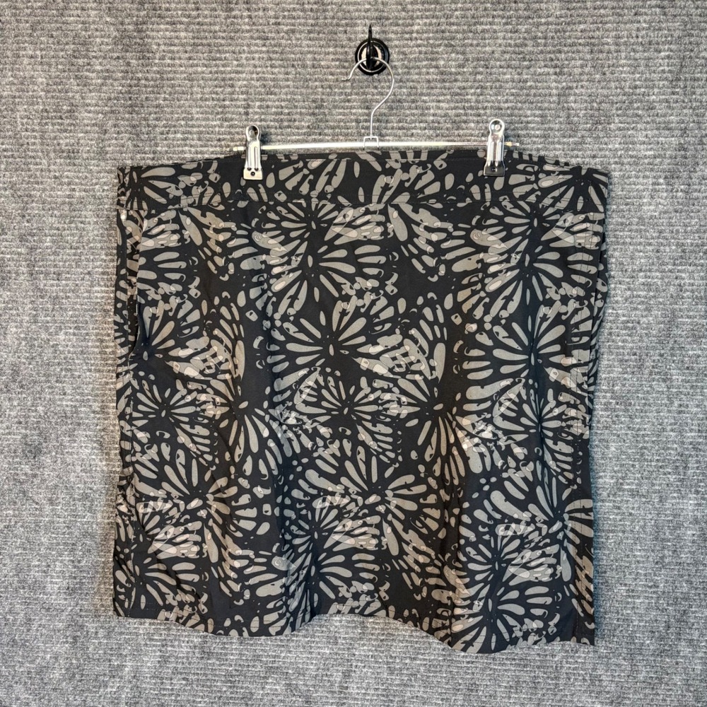 RipSkirt Hawaii Wrap Skirt Womens XXL Black Grey Abstract Floral Quick Dry Mini